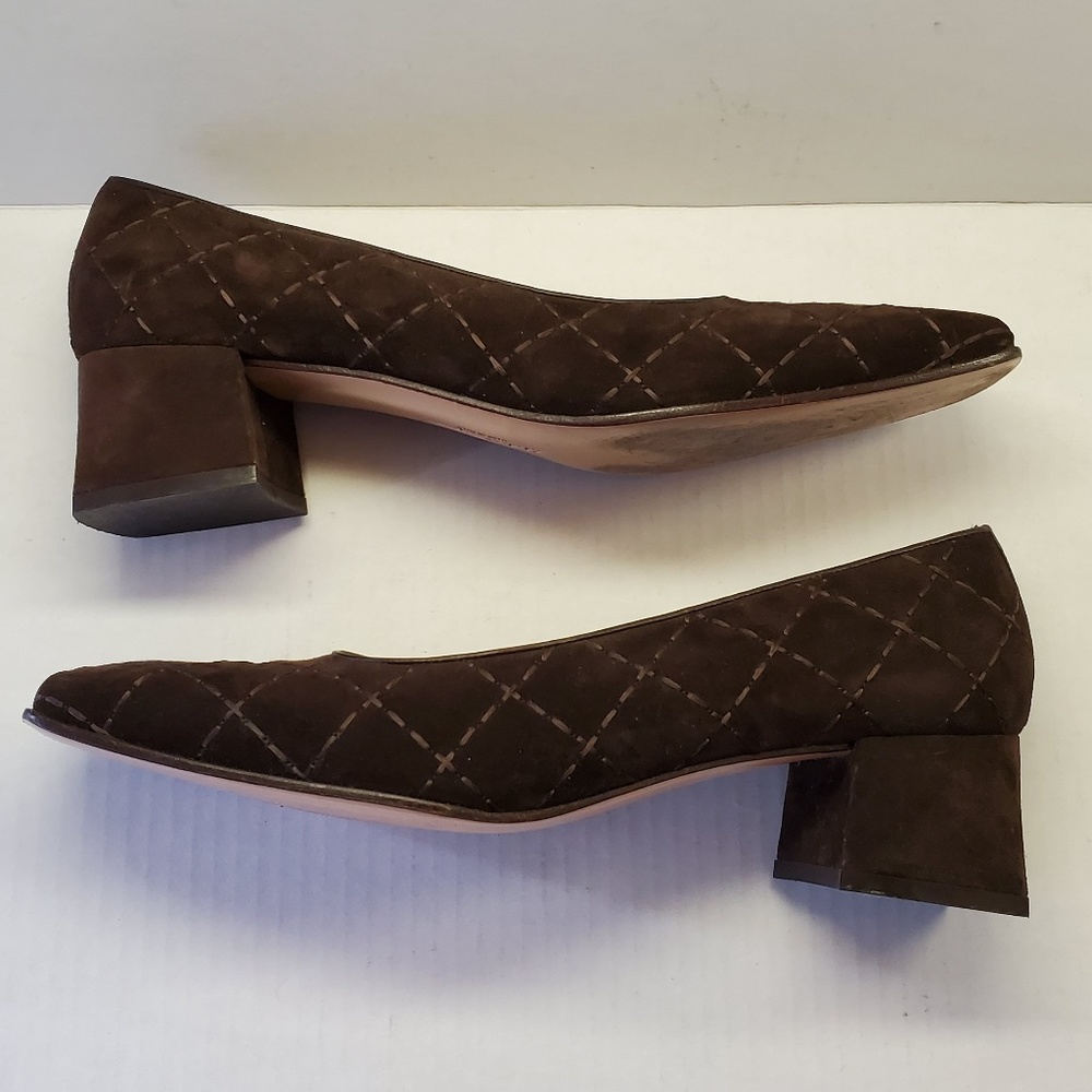 Salvatore Ferragamo Brown Quilted Suede Slip On - Picture 6 of 8